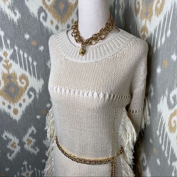 Ralph Lauren Pre Fall ‘15 Collection Ivory Italian Silk Fringe Tunic Sweater - Picture 14 of 16